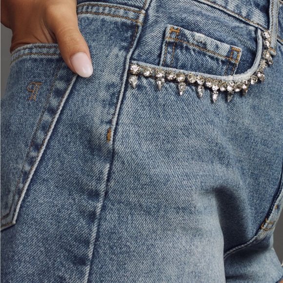 NWT Anthropologie Pilcro Lover Embellished Denim Shorts Size 29 - Picture 4 of 6